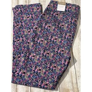 Chicos Perfect‎ Stretch Slim Pants Women's Size 00(U.S. 2)Floral Print blue pink